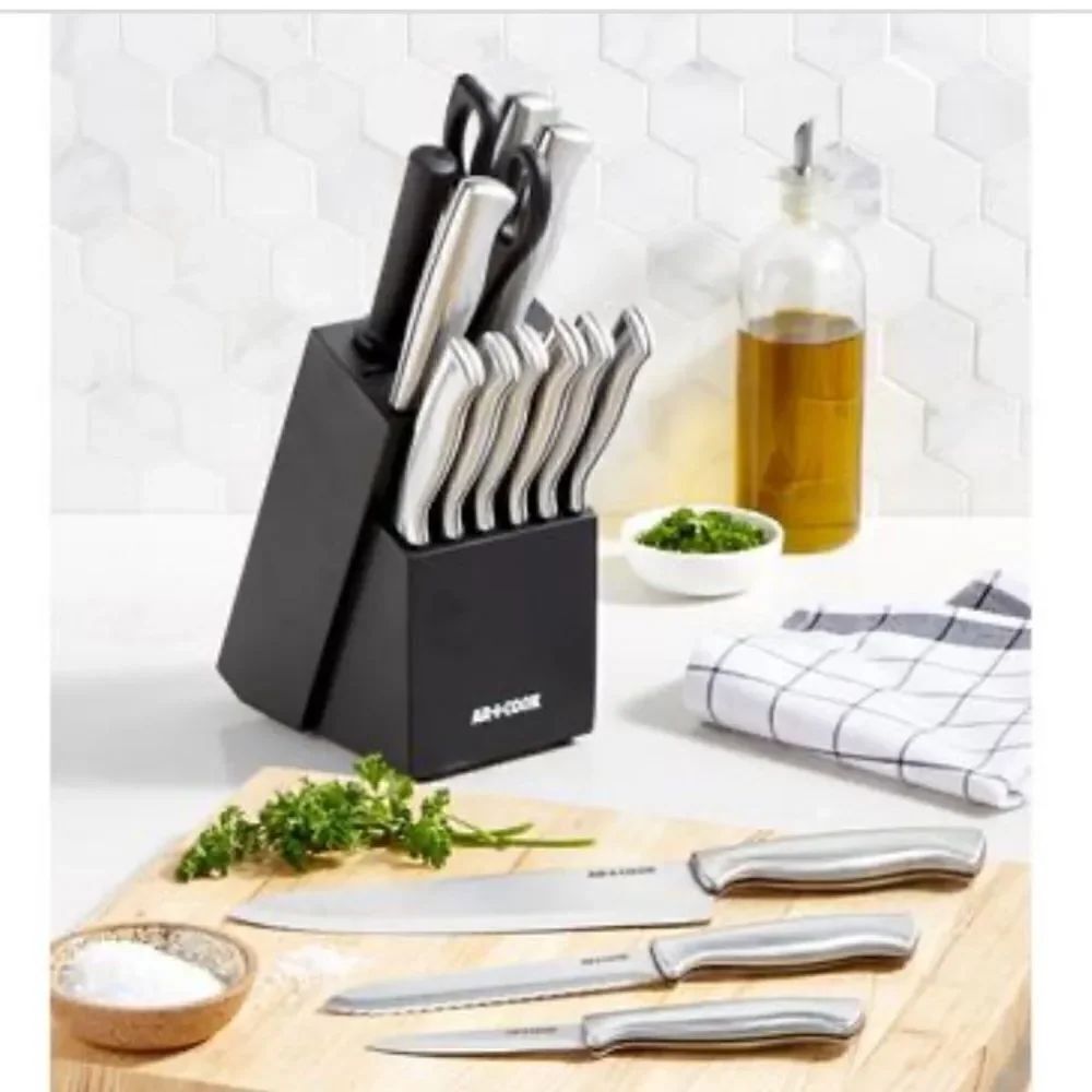 Art & Cook 15-Pc. Stainless Steel Knife Block Set - Black